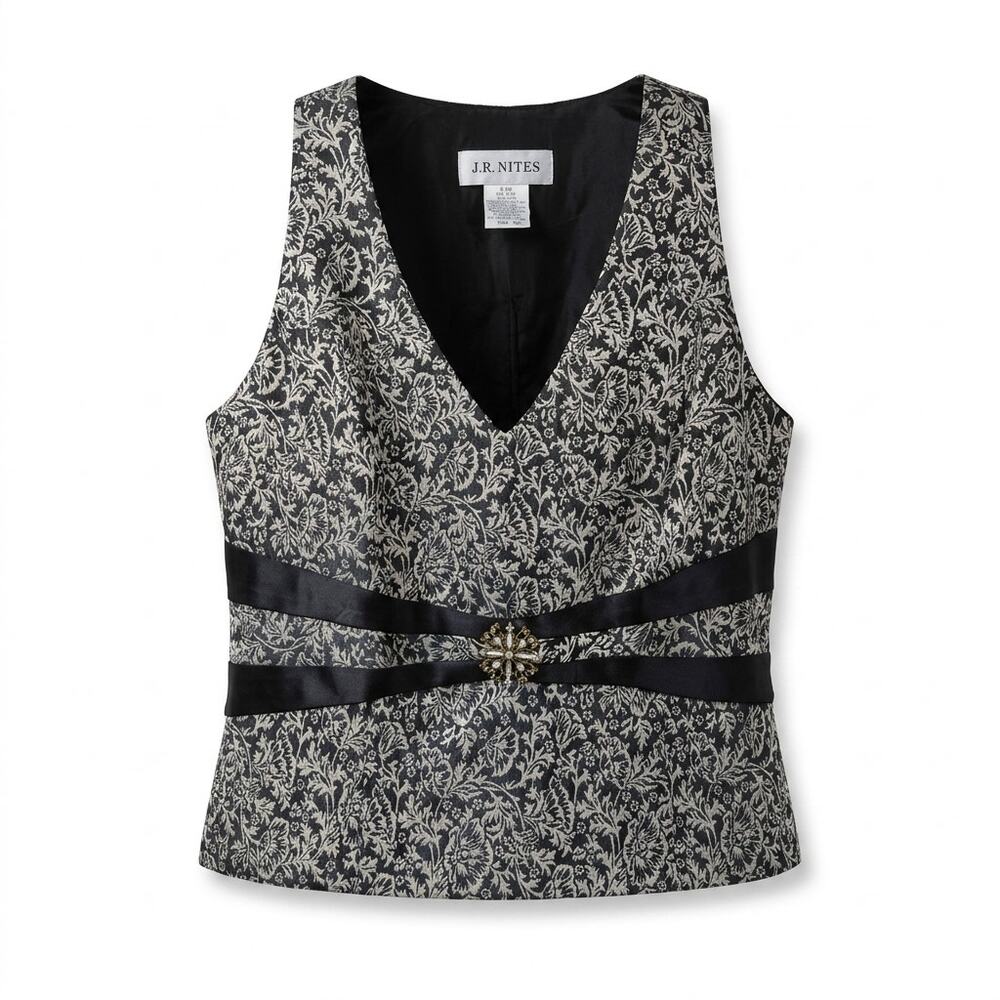Vintage J.R. Nites Made in USA Brocade Vest Top Women Plus Size 18W
